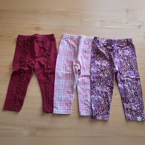 Honest Co Kids Ruffle and Patterned Leggings Set - Red, Pink, Purple 6-9M